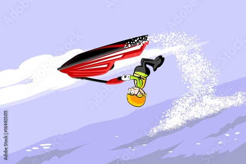  Man jumping with a  jet ski on the sea
