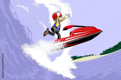 Man driving jet ski on a water