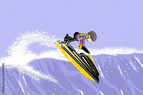 Man driving jet ski on a water