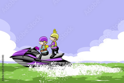 Man driving jet ski on a water