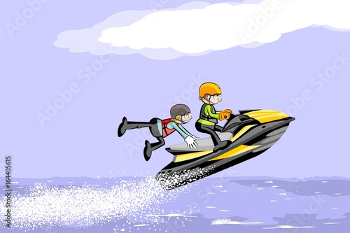Man driving jet ski on a water