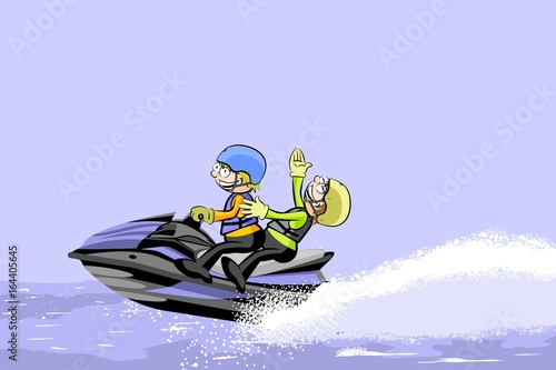 Man driving jet ski on a water