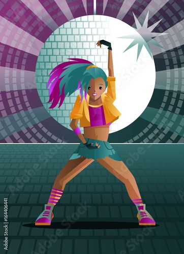 happy young woman dancing in the disco floor