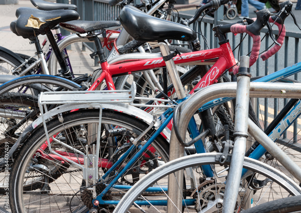 Bicycles in rack