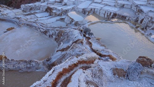 Natural spring inside the salt ponds of Maras, Peru.
