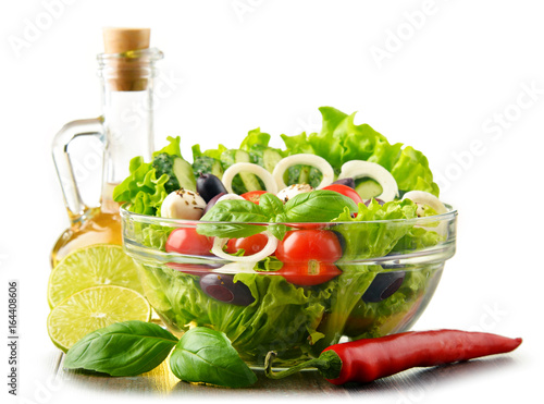 Fotografie Composition with vegetable salad bowl. Balanced diet