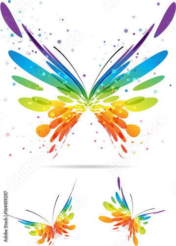Set of multicolored butterflies