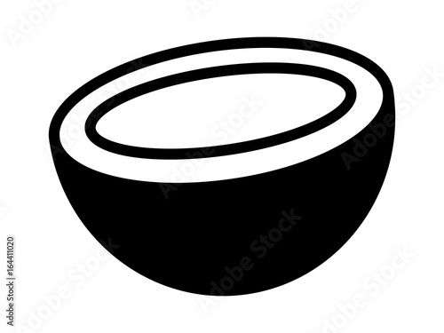 Coconut cross section cut in half flat vector icon for food apps and websites