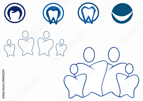Conjunto de logotipos e iconos vectoriales para clínicas dentales: dientes, cuidado bucal, símbolo médico sanitario, marca corporativa. Logo dentista para logotipo, marca, icono empresarial