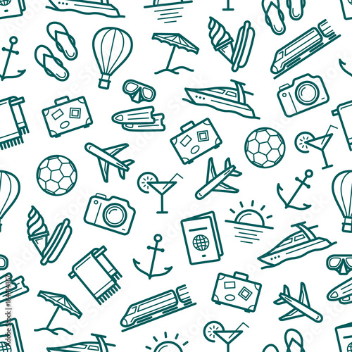 Summer travel and journey vector seamless pattern