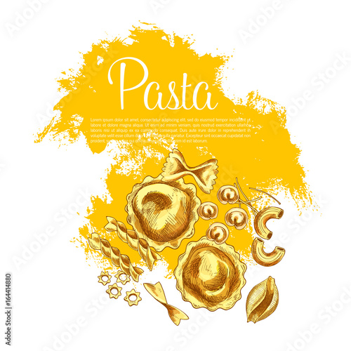 Italian pasta and spaghetti sketch poster design