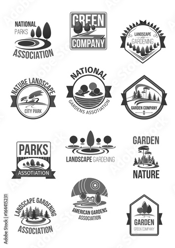 Nature landscape company vector icons set