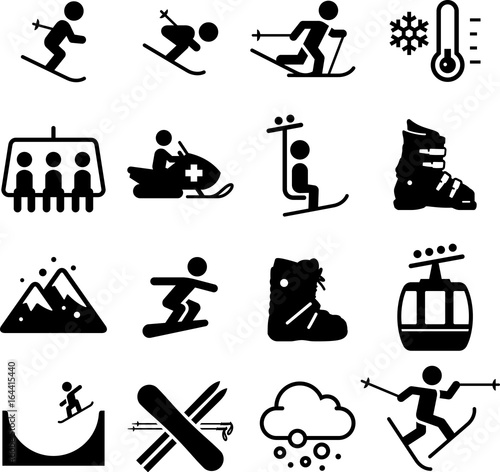 Ski Area Icons - Black Series