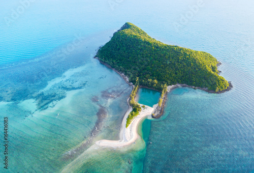 Aerial view from the drone on the island Ko Tae Nai,around Thong Sala pier on Phangan island,the most important tourist destination photo