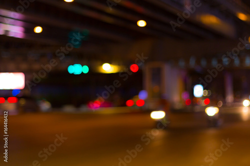 Abstract image of bokeh lights in the bangkok city. © akkalak