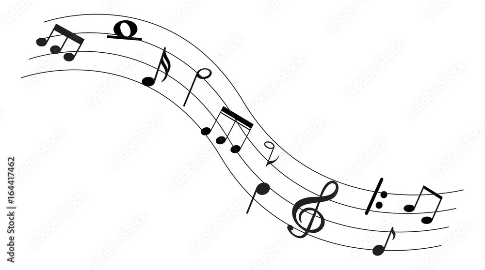 Fototapeta Music note background with symbols