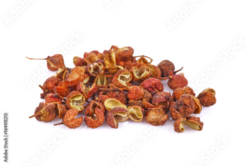 Dried Sichuan pepper isolated on a white background