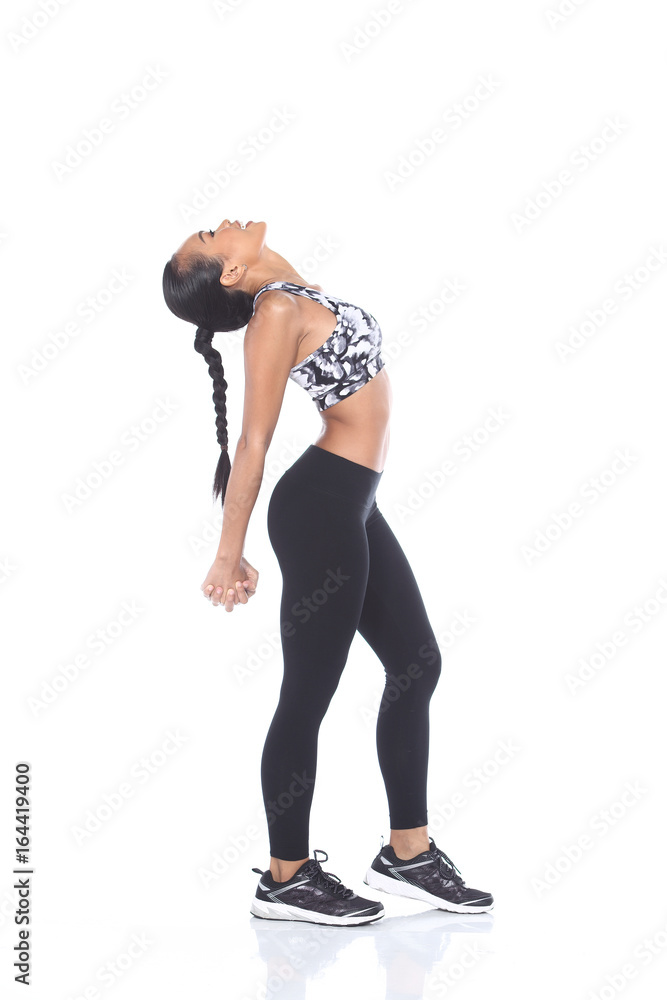 Tan Skin Asian Fitness Girl in Sport 