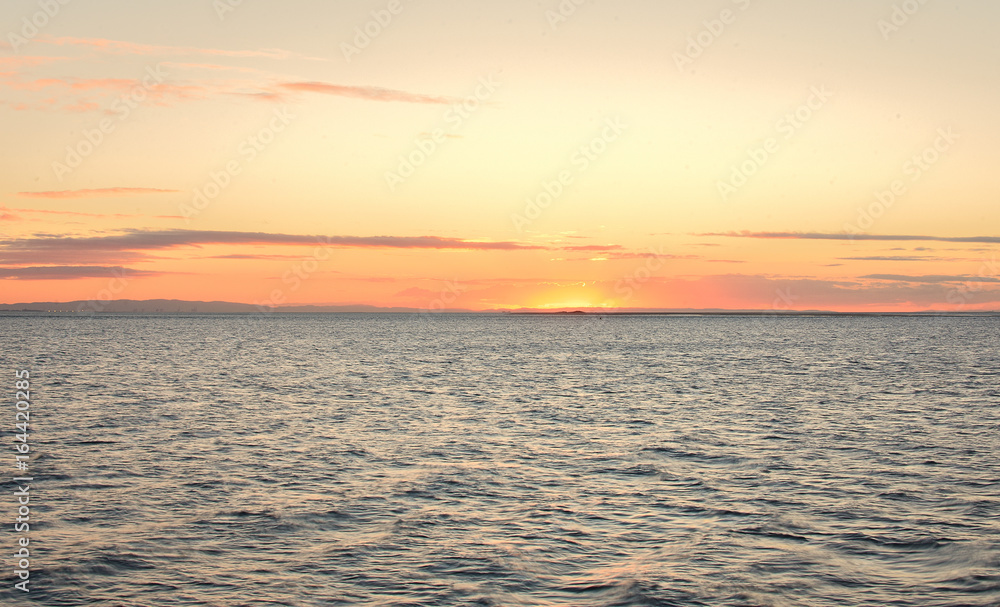 coucher de soleil sur les côtes de brisbane