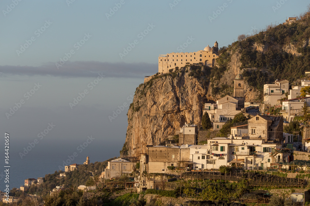 Wide view of hills, surrounding Amalfi, Amalfi coast, Italy