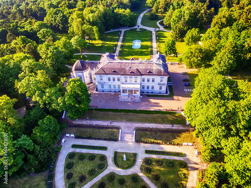 Palanga, Lithuania: aerial UAV view of Amber Museum in  formerTiskeviciai, Tyszkevicz Palace surrounded by Palanga Botanical Garden
 photo