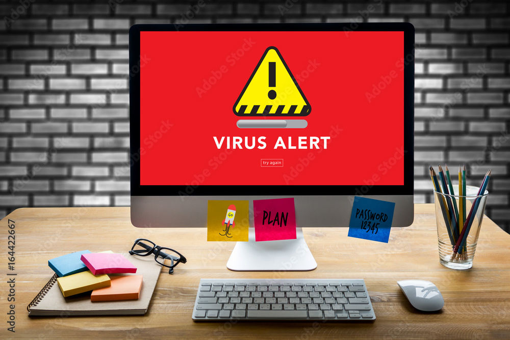 Virus Alert Warning Digital Browsing Firewall Hacker Protection Concept Virus Alert Warning Digital Browsing Firewall Hacker Protection Concept