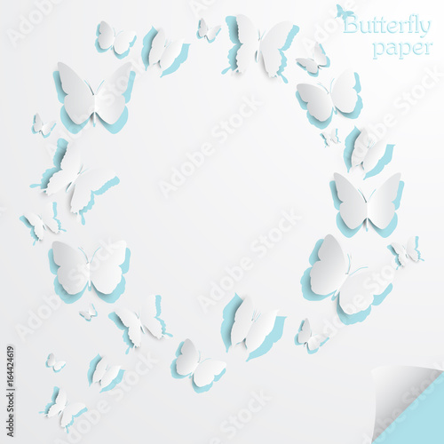 vector illustration of butterfly paper cut out greeting card designs