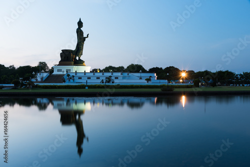 Phutthamonthon is place for Buddhist Dharma with blue sky and sunset.