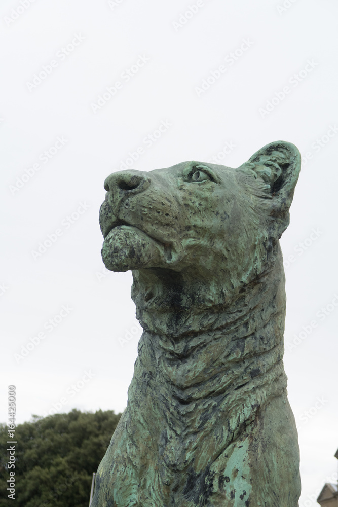 LARGE BRONZE LION STATUE SCULPTURE, GREEN