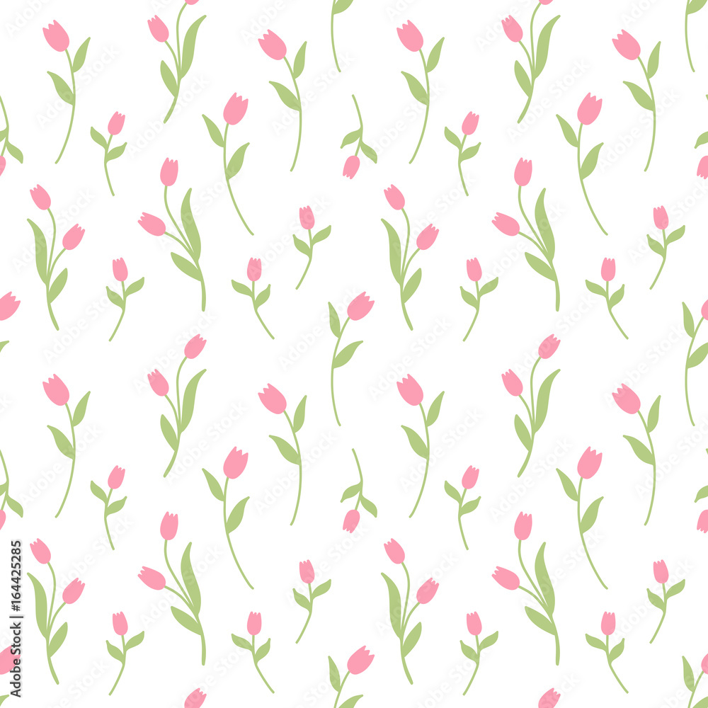 Floral Seamless Tulip Pattern Vector Floral Seamless Tulip Pattern Vector