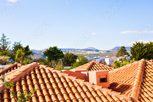 Typical Mediterranean Roofs from a coastline house. © satura_