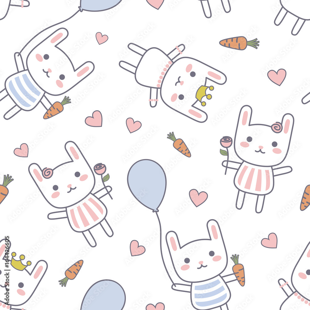 Obraz premium Cartoon Rabbit Seamless Baby Pattern