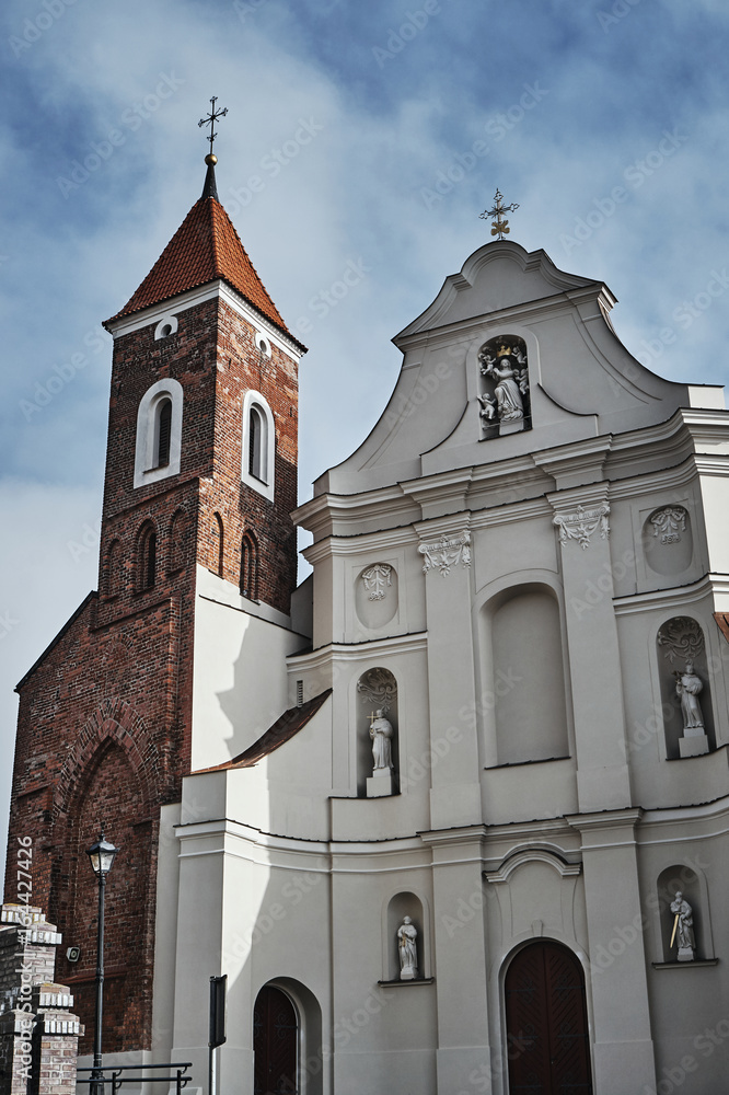 The baroque church with a Gothic tower in Gniezno.