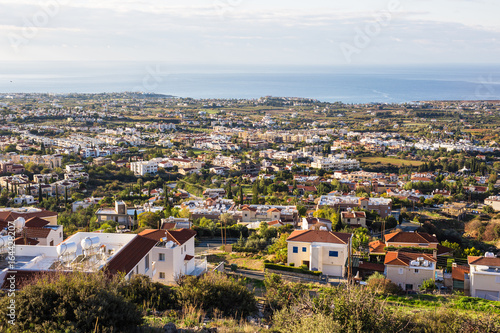 Cyprus island, top view. Houses roofs