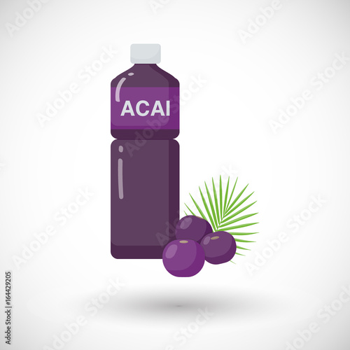 Acai berries juice vector flat icon