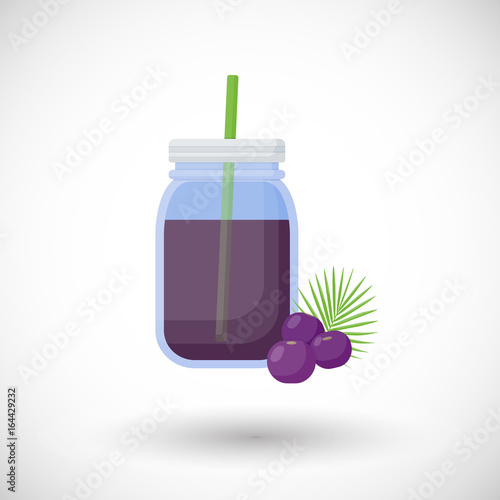 Acai berries smoothie vector flat icon