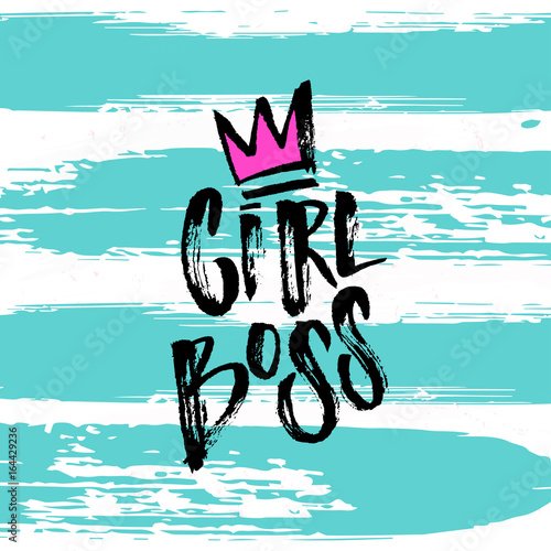 trendy hand lettering poster.   sketch hand drawn calligraphy Girl Boss