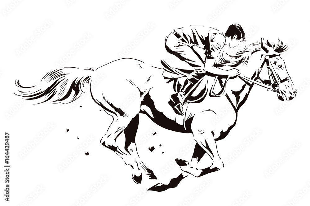 Rider on a galloping horse. Stock illustration. Rider on a galloping horse. Stock illustration.