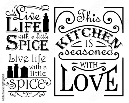 Set of wall decal quotes for the kitchen, dining areas