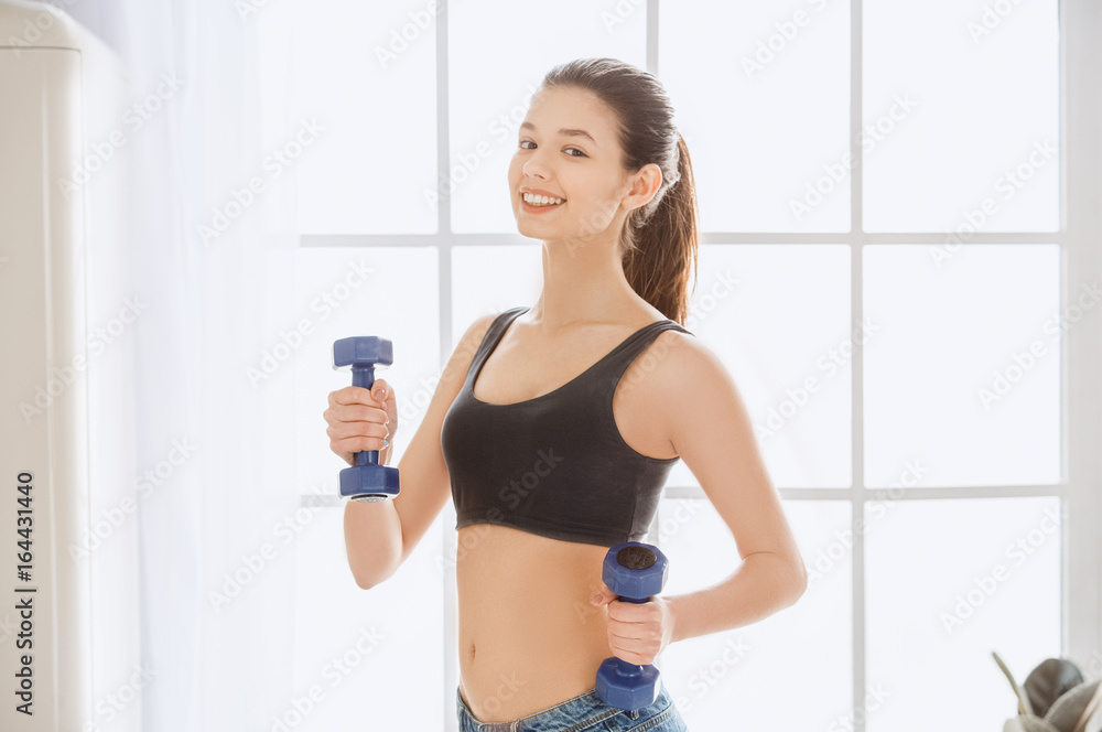  Young woman weight loss perfect body shape