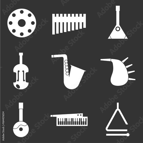 musical instruments flat icons set