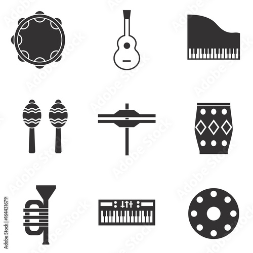 musical instruments flat icons set