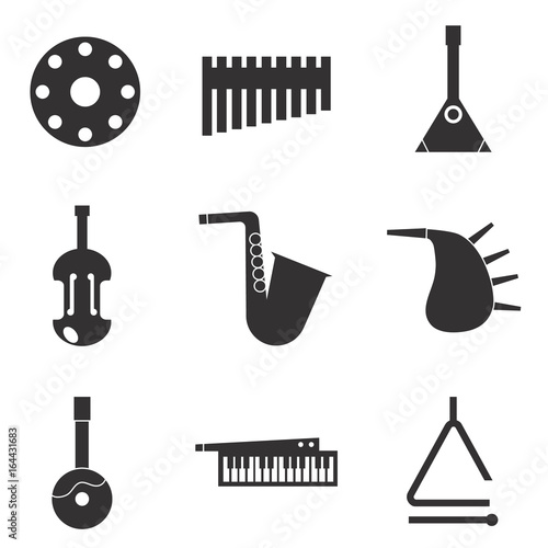 musical instruments flat icons set