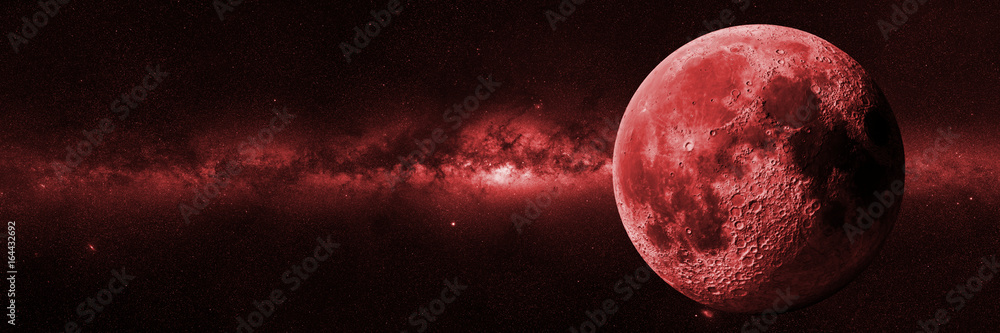 Obraz premium Moon in front of the Milky Way galaxy