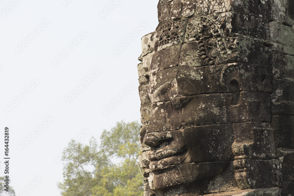 God face architecture in Angkor Wat, Cambodian world heritage.
