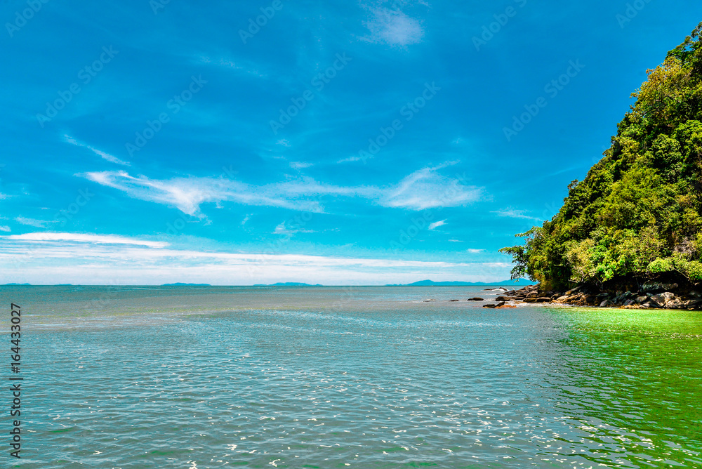 Beautiful panorama of seascape with blue sky at daylight in thailand,High season