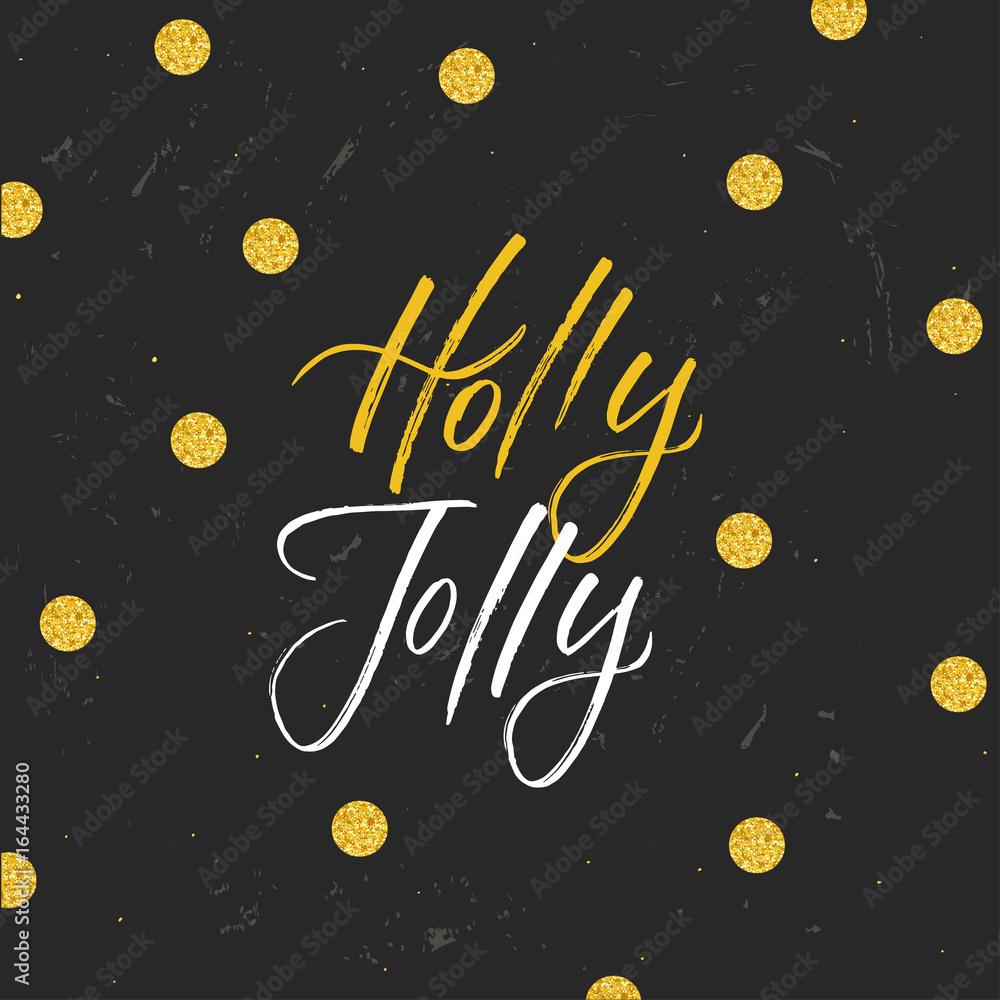 Christmas greeting card Hand drawn calligraphy. concept handwritten Holly Jolly Christmas greeting card Hand drawn calligraphy. concept handwritten Holly Jolly