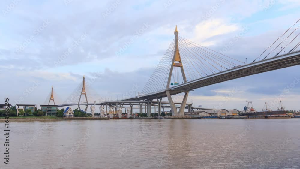 Time lapse of People transport by ferry at Tha Maharaj port for crossing the Chao Phraya river in Bangkok in sunset time Time lapse of People transport by ferry at Tha Maharaj port for crossing the Chao Phraya river in Bangkok in sunset time