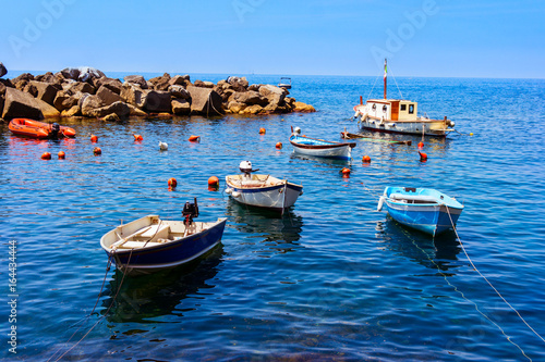 Colorful boats in Riomaggiore