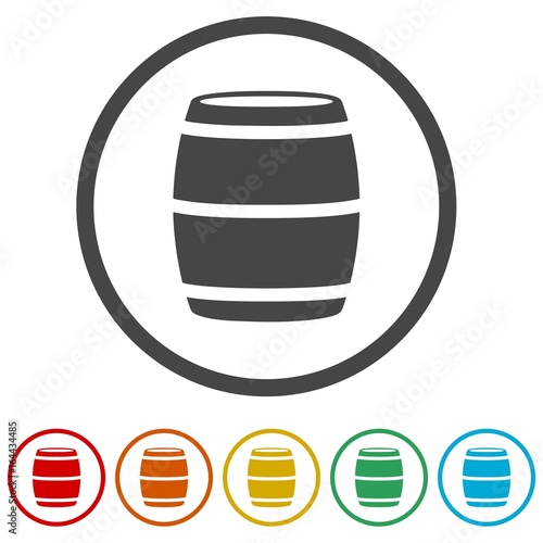 Simple Wooden Barrel icons set Vector - Illustration 
